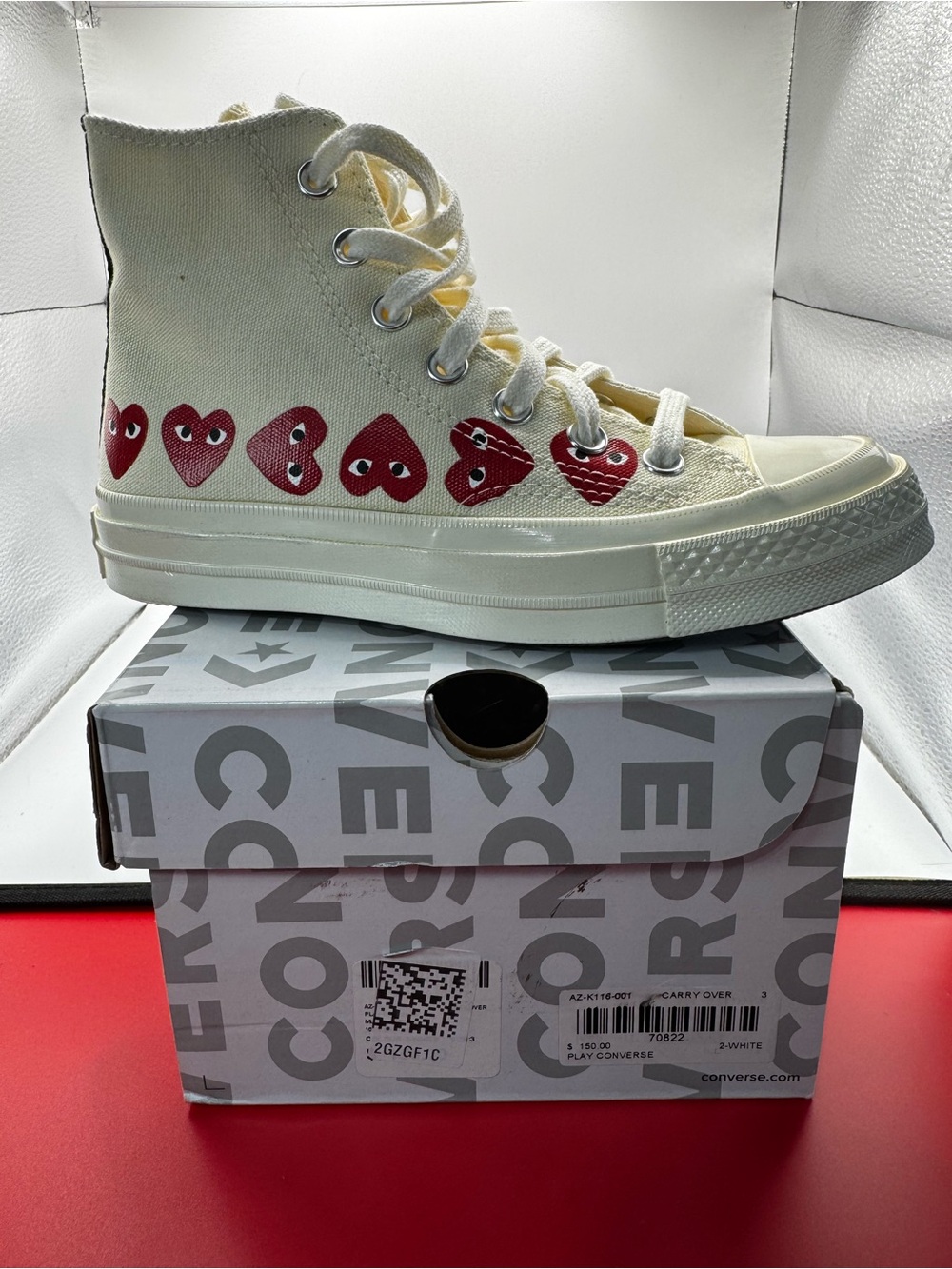 COMME des GARÇONS PLAY x Converse Chuck 70 High Multi Heart White